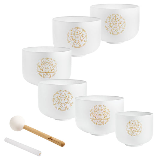 MEINL Sonic Energy Solfeggio Crystal Singing Bowl Set 6 pcs - Ut 396 Hz/Re 417 Hz/Mi 528 Hz/Fa 639 Hz/Sol 741 at Luna Panther