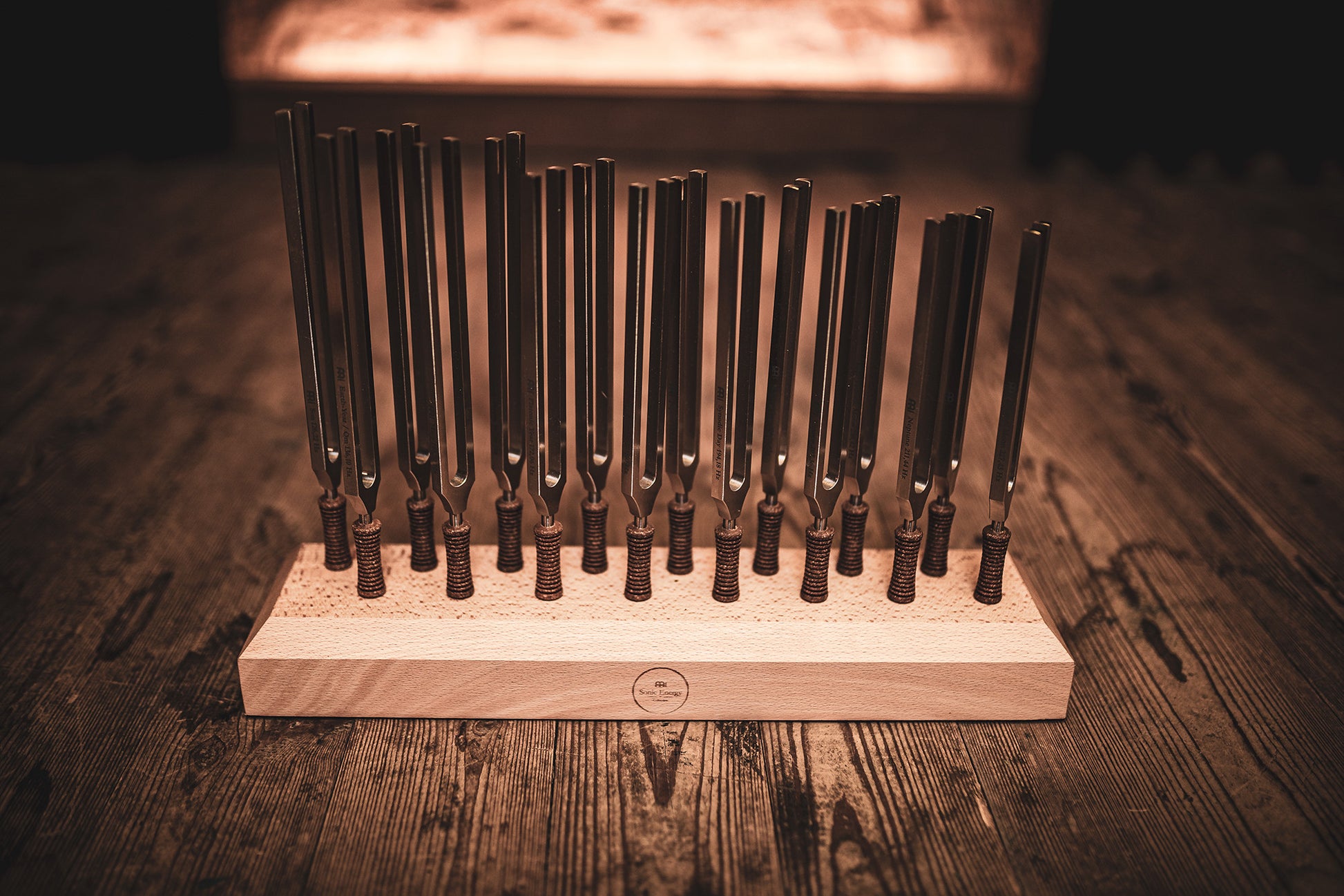 MEINL Sonic Energy Planetary Tuned Therapy Tuning Fork Set - 16 pcs. detail view 2 at Luna Panther