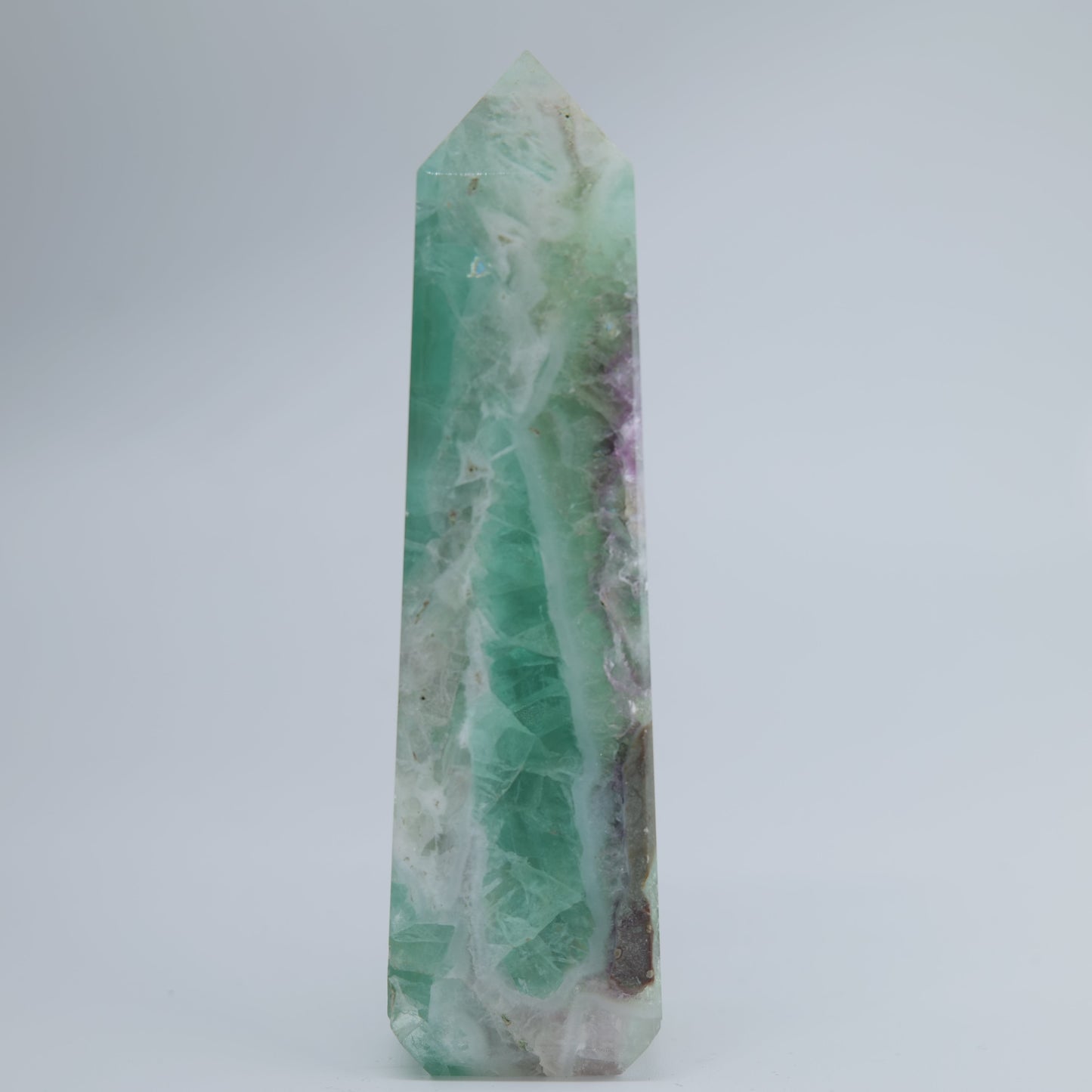 Flourite Tower 235g natural crystal tower front
