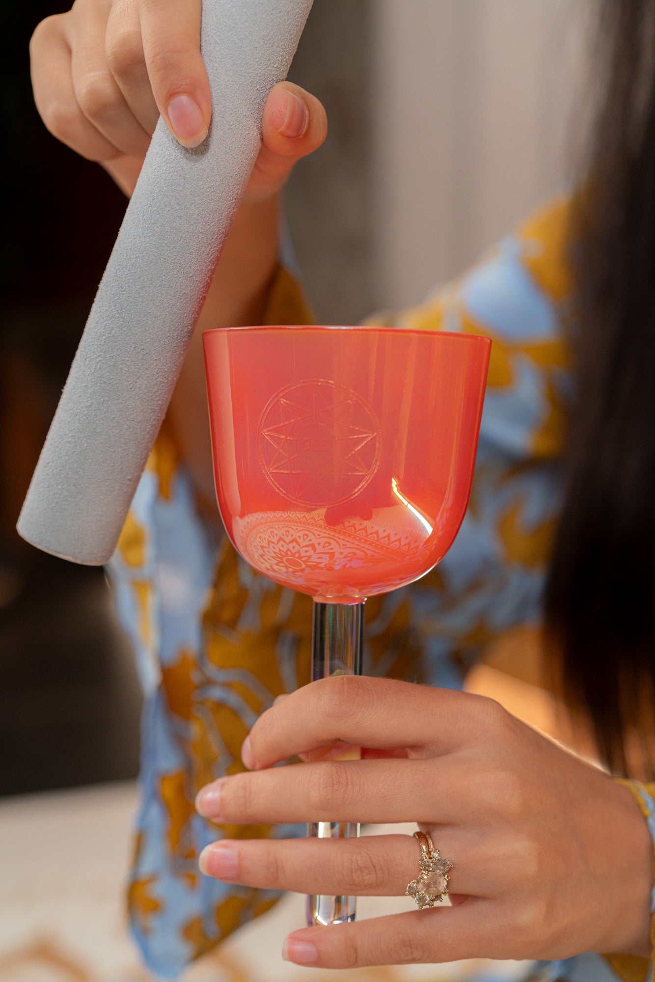 MEINL Sonic Energy 3.25" Essence Solfeggio Crystal Singing Bowl 963 Hz, Coral Reef detail view 5 at Luna Panther