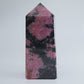 Rhodonite Tower 425g natural crystal tower side