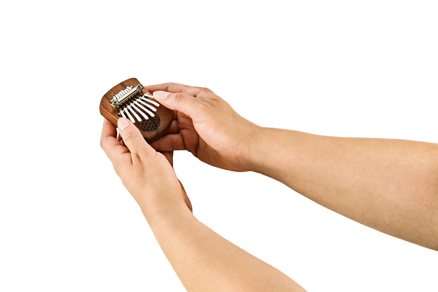 Meinl Sonic Energy Solid "Flower of Life" Mini Kalimba - 8 notes, Red Zebrawood detail view 18 at Luna Panther