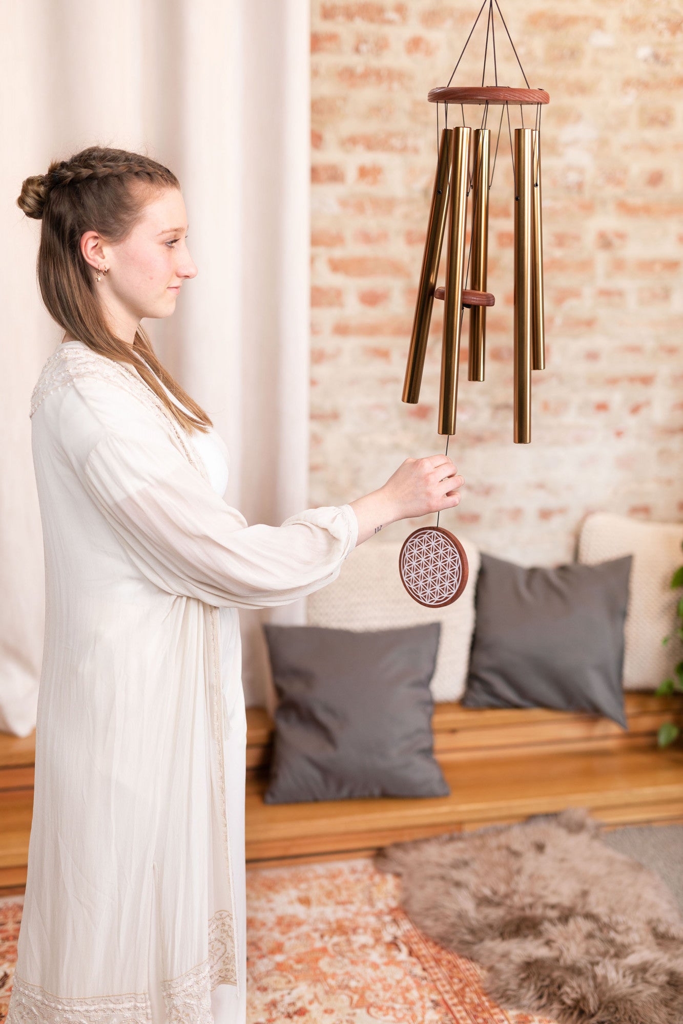 MEINL Sonic Energy Flower of Life Meditation Chime 36"/90 cm - 432 Hz - Bronze detail view 3 at Luna Panther