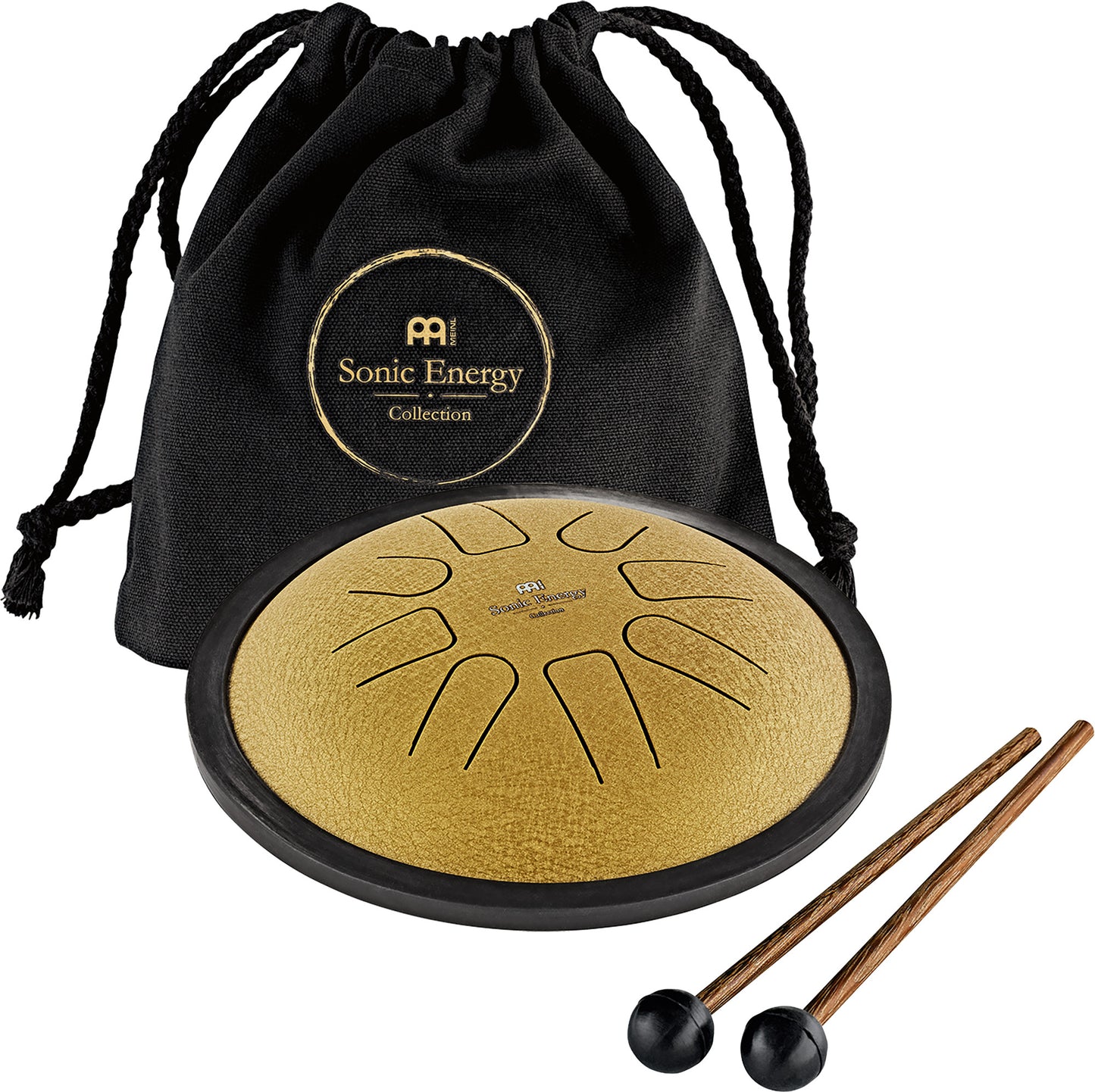 MEINL Sonic Energy Small Steel Tongue Drum 7" - C Minor/8 Notes/440 Hz - Gold detail view 10 at Luna Panther