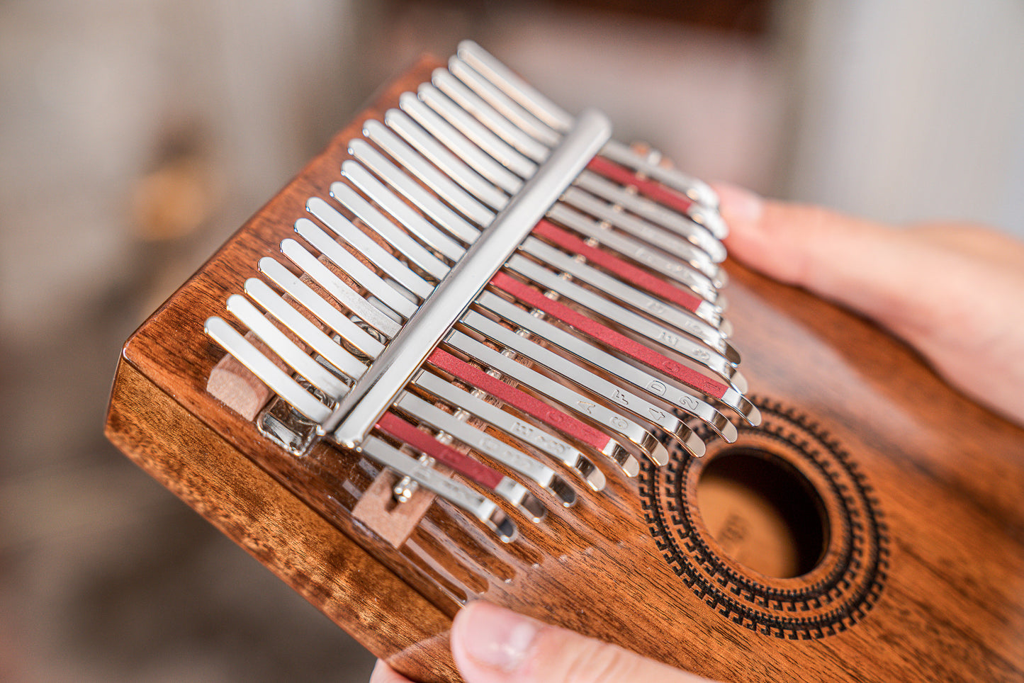 Meinl Sonic Energy Soundhole Pickup Kalimba - 17 notes, acacia detail view 7 at Luna Panther