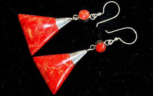 925 Silver Earrings - Triangle Double Drop - Luna Panther alternate view