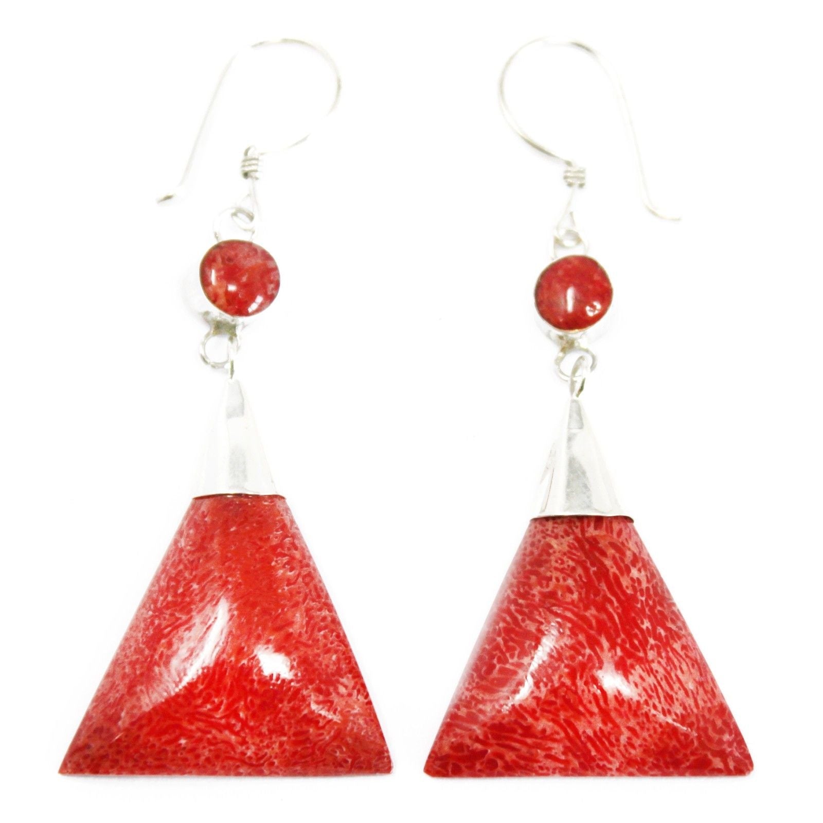 925 Silver Earrings - Triangle Double Drop - Luna Panther