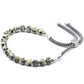 925 Silver Plated Gemstone Charcoal String Bracelet - Dalmatian Jasper - Luna Panther