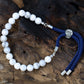 925 Silver Plated Gemstone Navy String Bracelet - White Howlite - Luna Panther