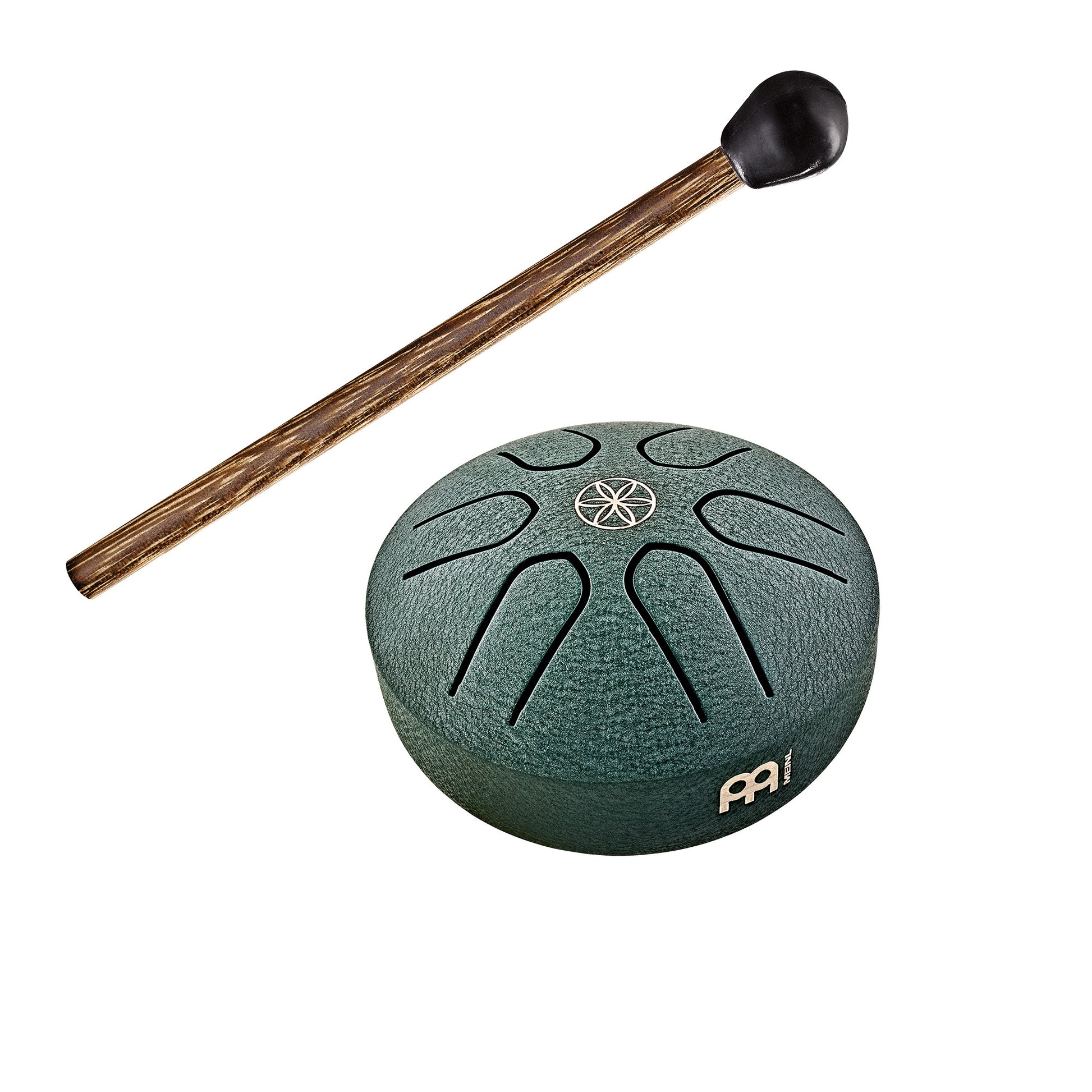 MEINL Sonic Energy Pocket Steel Tongue Drum 3", A Major/6 notes/440 Hz - Dark Green, Germ of Li detail view 2 at Luna Panther