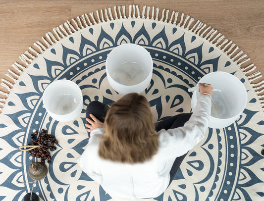 MEINL Sonic Energy Meditation Rug - Navy Blue / Floral Design detail view 2 at Luna Panther alternate view
