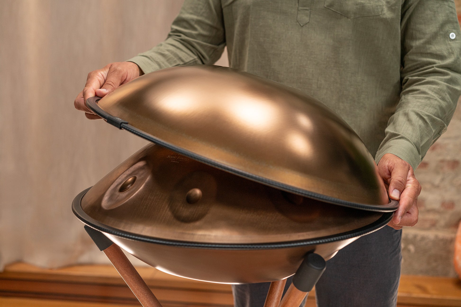 MEINL Sonic Energy Sensory Handpan, Stainless Steel, F Pygmy, 11 Notes, 440 Hz, Vintage copper detail view 11 at Luna Panther