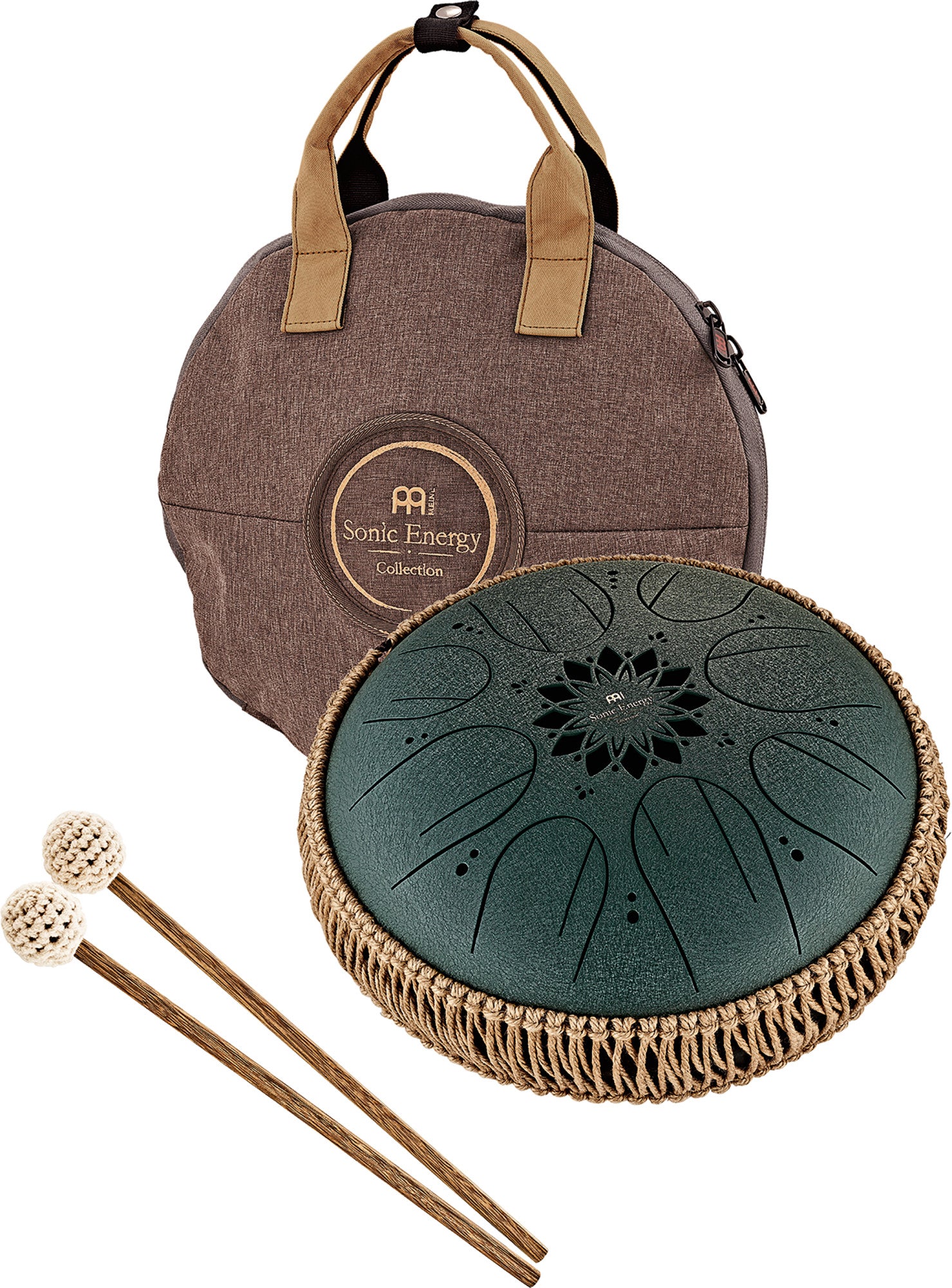 MEINL Sonic Energy Medium Octave Steel Tongue Drum 10" - F# Minor/8 Notes/432 Hz - Dark Green detail view 12 at Luna Panther
