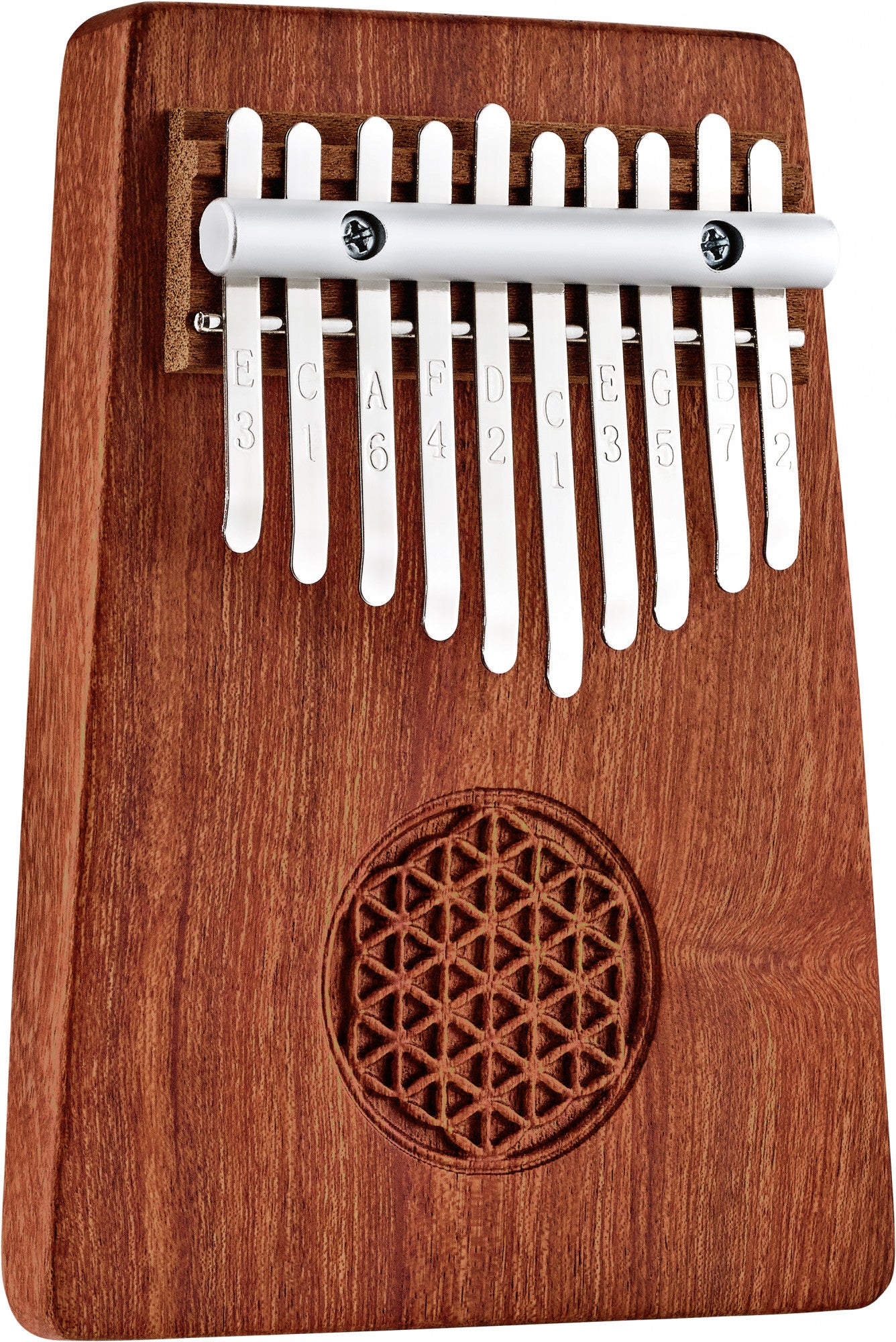 Meinl Sonic Energy Solid "Flower of Life" Kalimba - 10 notes / Zambesi Redwood detail view 3 at Luna Panther
