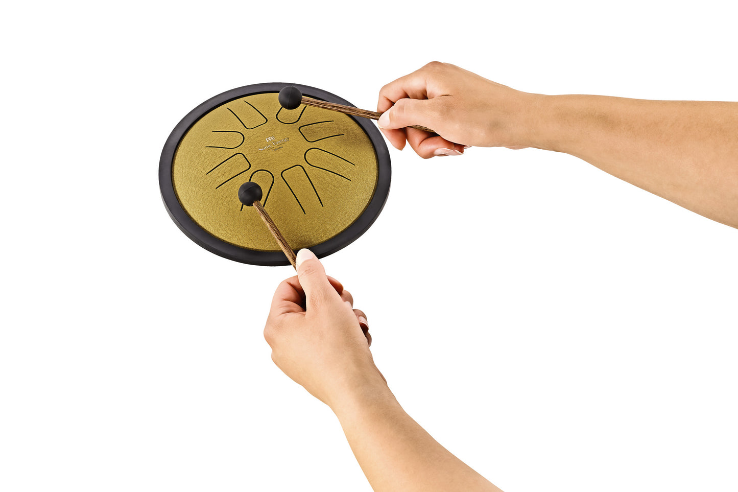 MEINL Sonic Energy Small Steel Tongue Drum 7" - C Minor/8 Notes/440 Hz - Gold detail view 14 at Luna Panther