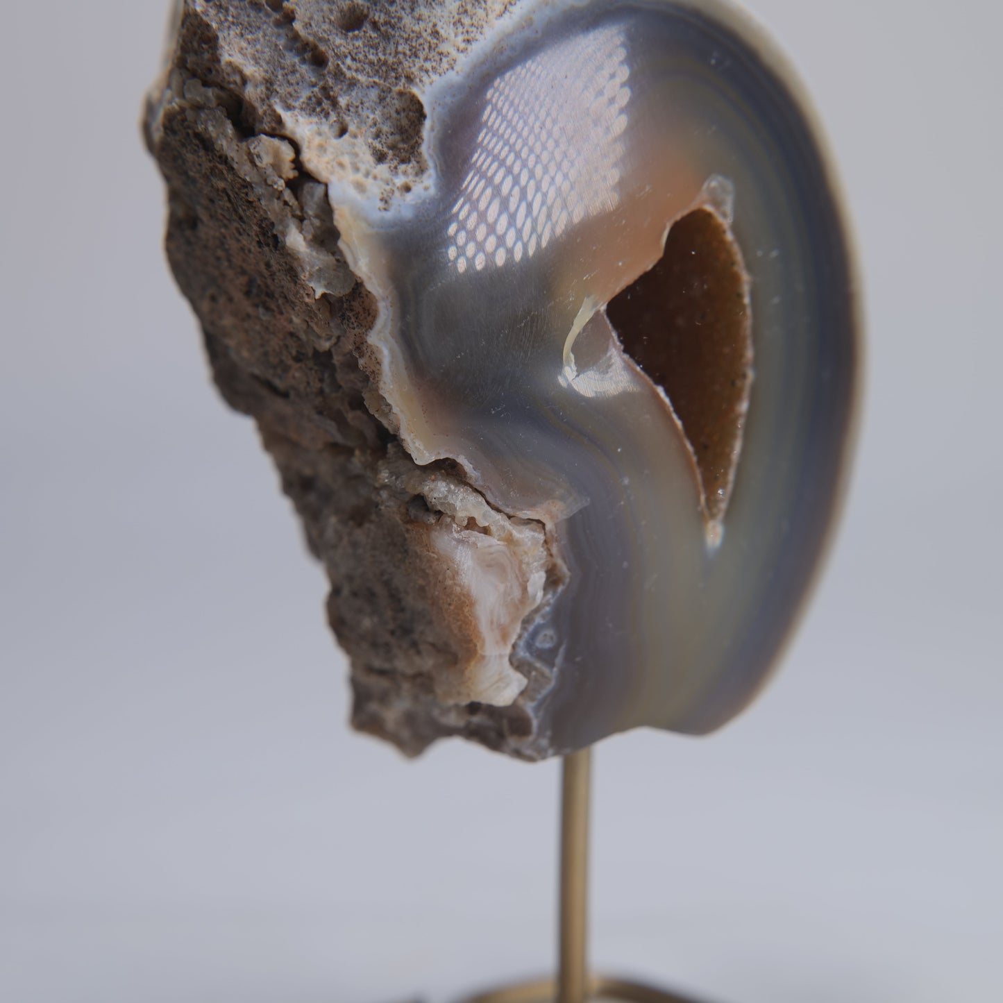 Agate Geode Druzy on Stand 281g - Luna Panther