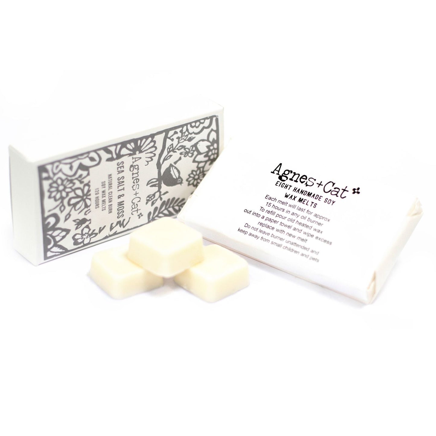 Agnes + Cat Box of 8 Wax Melts - Sea Salt + Moss - Luna Panther