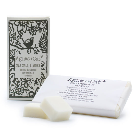 Agnes + Cat Box of 8 Wax Melts - Sea Salt + Moss - Luna Panther
