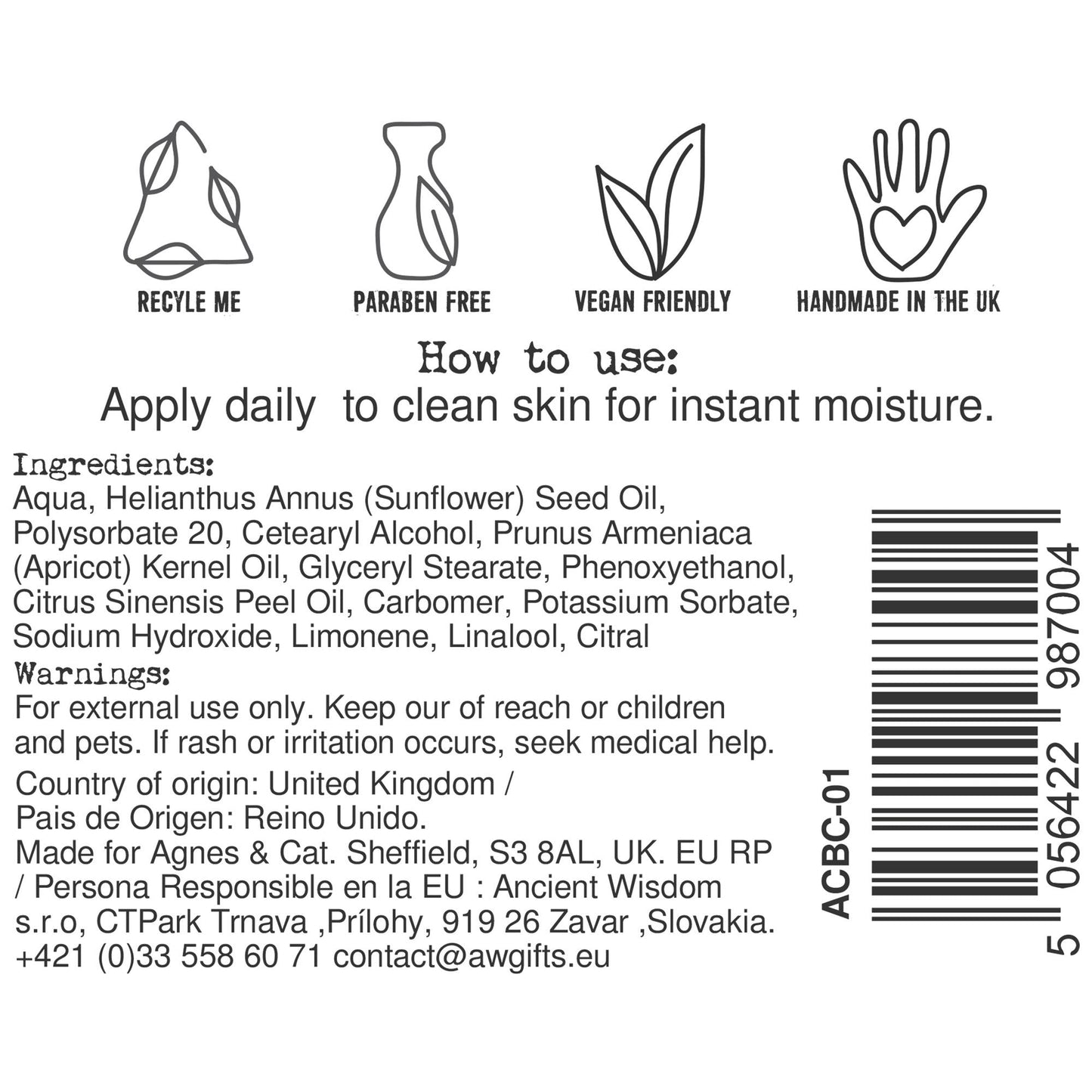 Agnes + Cat Hand & Body Cream - Clementine - Luna Panther