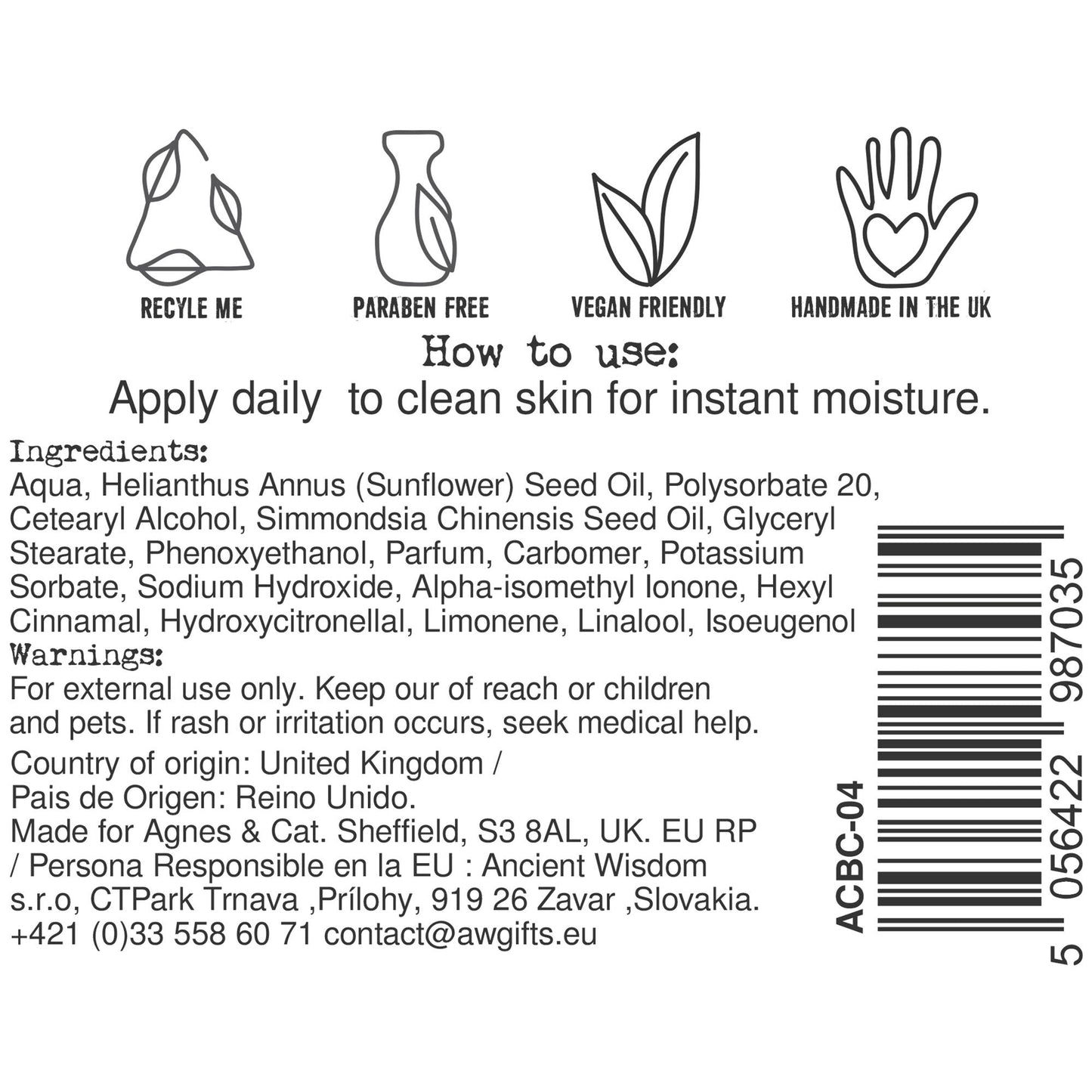 Agnes + Cat Hand & Body Cream - Moroccan Roll - Luna Panther