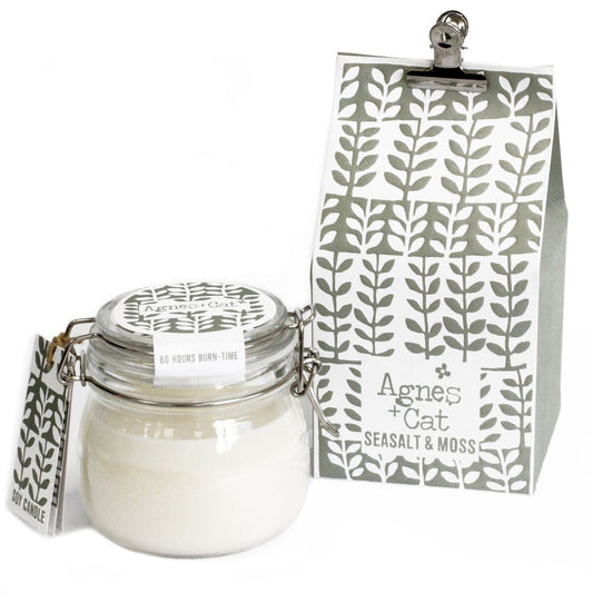 Agnes + Cat Kilner Jar Candle - Seasalt and Moss - Luna Panther