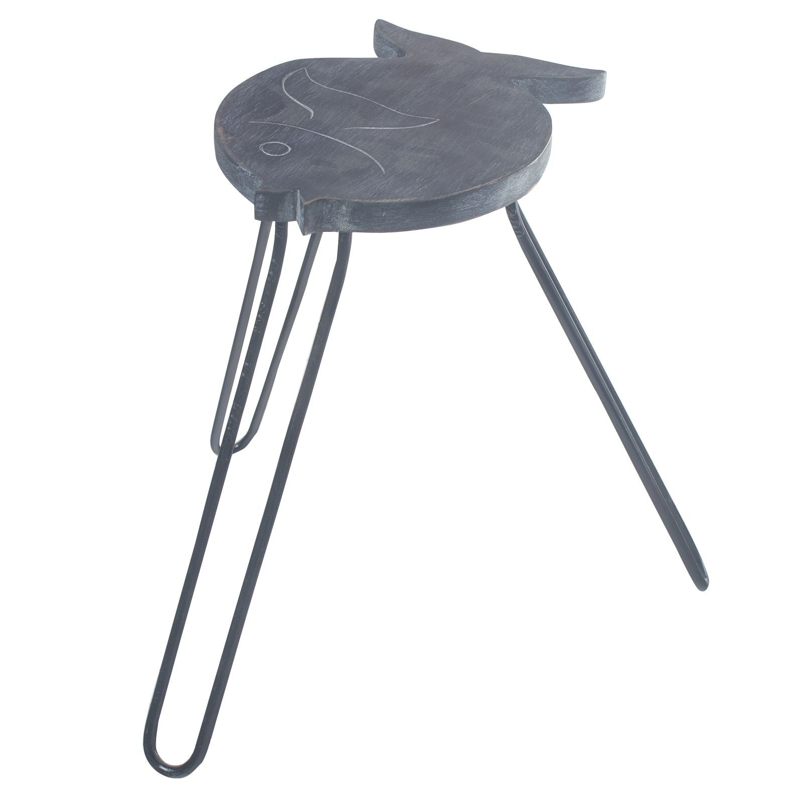 Albasia Wood Fish Stand - Greywash - Luna Panther