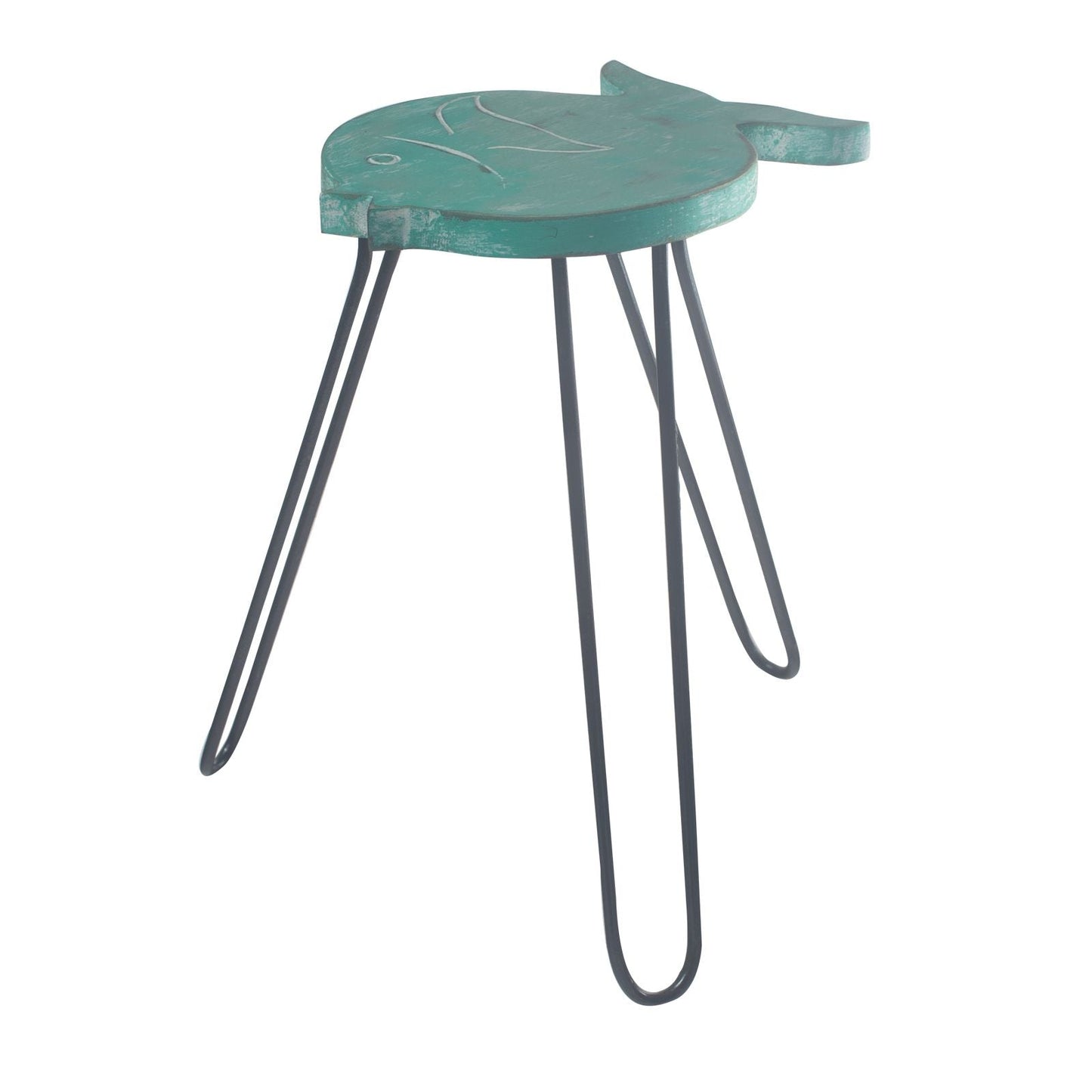 Albasia Wood Fish Stand - Turquoise - Luna Panther