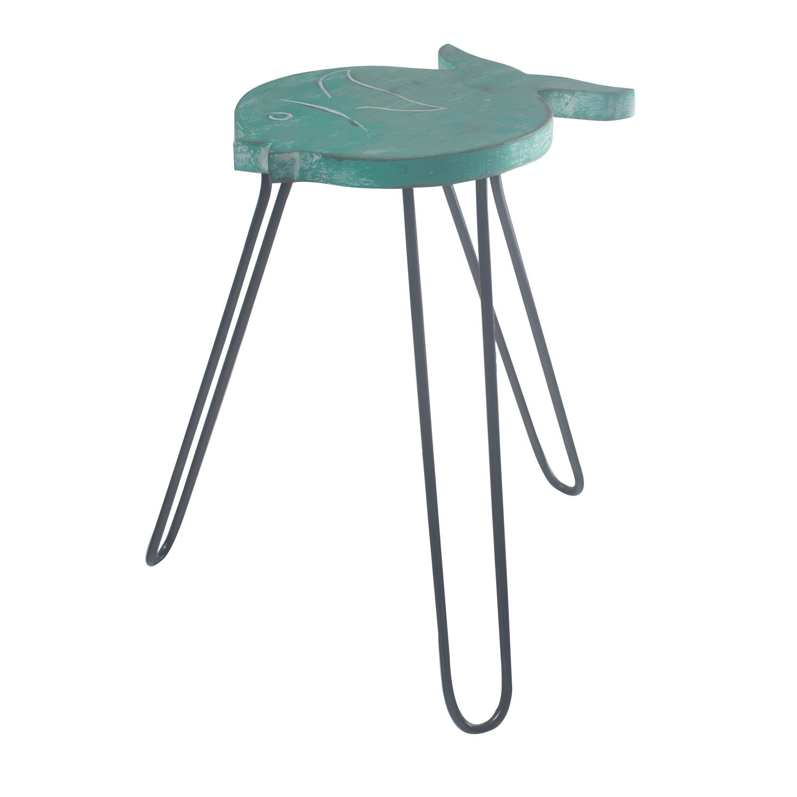Albasia Wood Fish Stand - Turquoise - Luna Panther