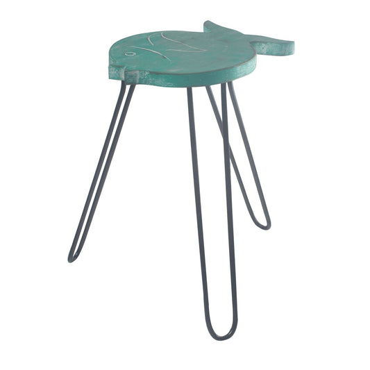 Albasia Wood Fish Stand - Turquoise - Luna Panther alternate view