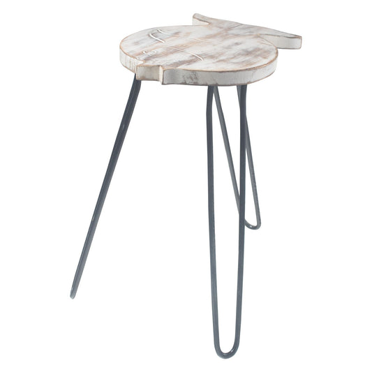 Albasia Wood Fish Stand - Whitewash - Luna Panther