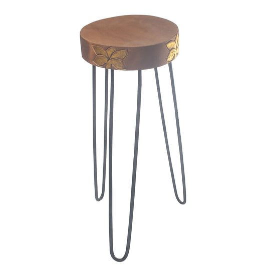 Albasia Wood Plant Stand - Natural & gold detail - Luna Panther