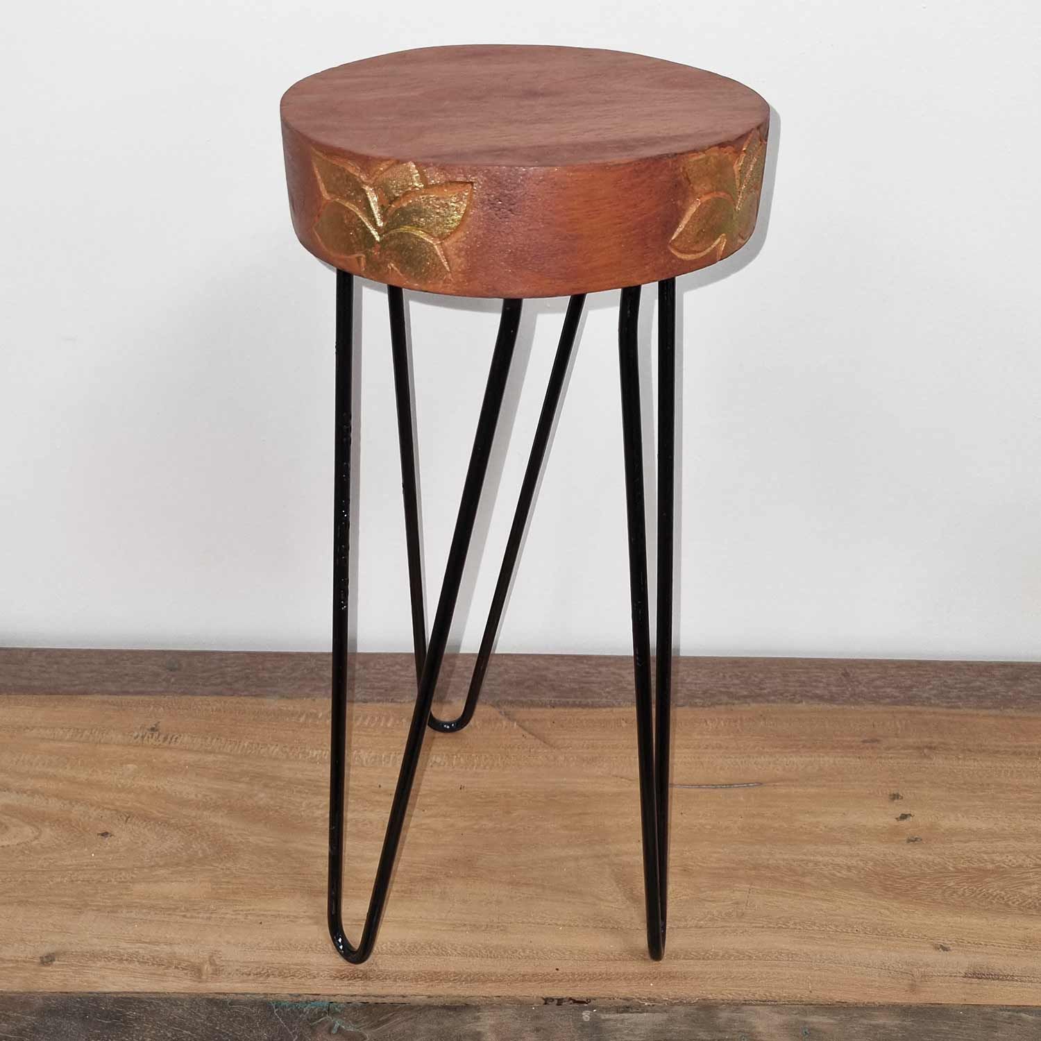 Albasia Wood Plant Stand - Terracotta & black detail - Luna Panther