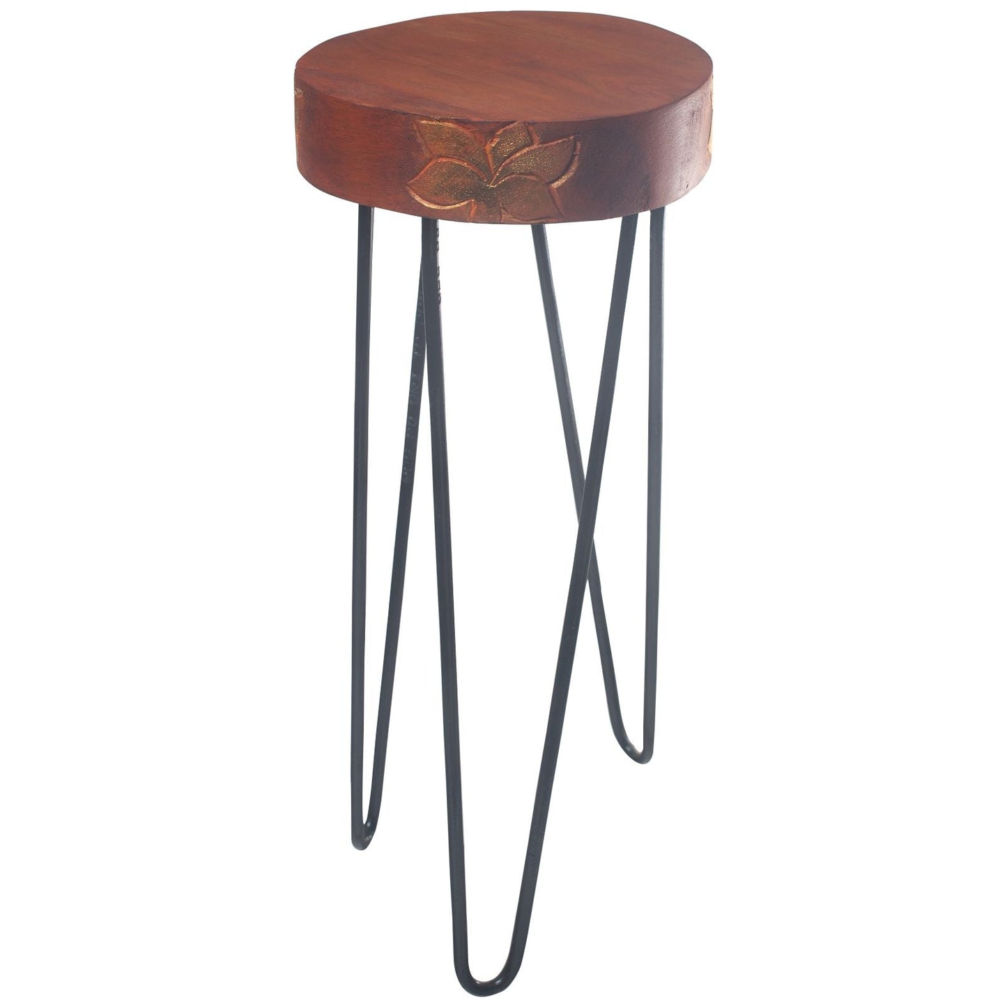 Albasia Wood Plant Stand - Terracotta & black detail - Luna Panther