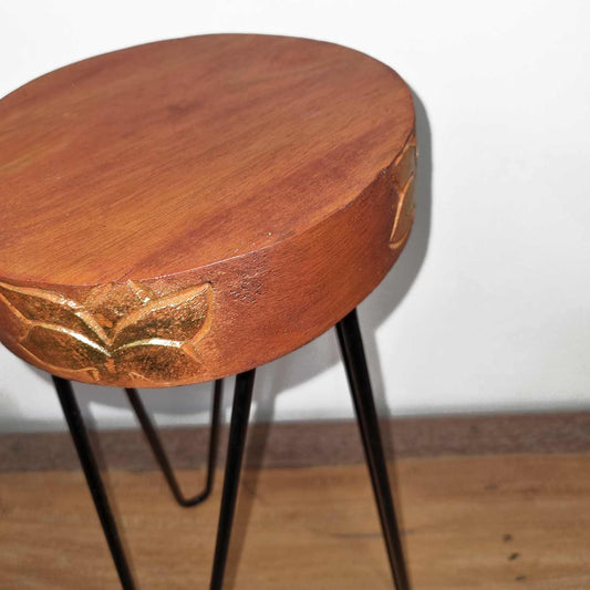 Albasia Wood Plant Stand - Terracotta & black detail - Luna Panther alternate view