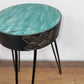 Albasia Wood Plant Stand - Turquoise & gold detail - Luna Panther