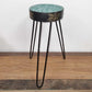 Albasia Wood Plant Stand - Turquoise & gold detail - Luna Panther