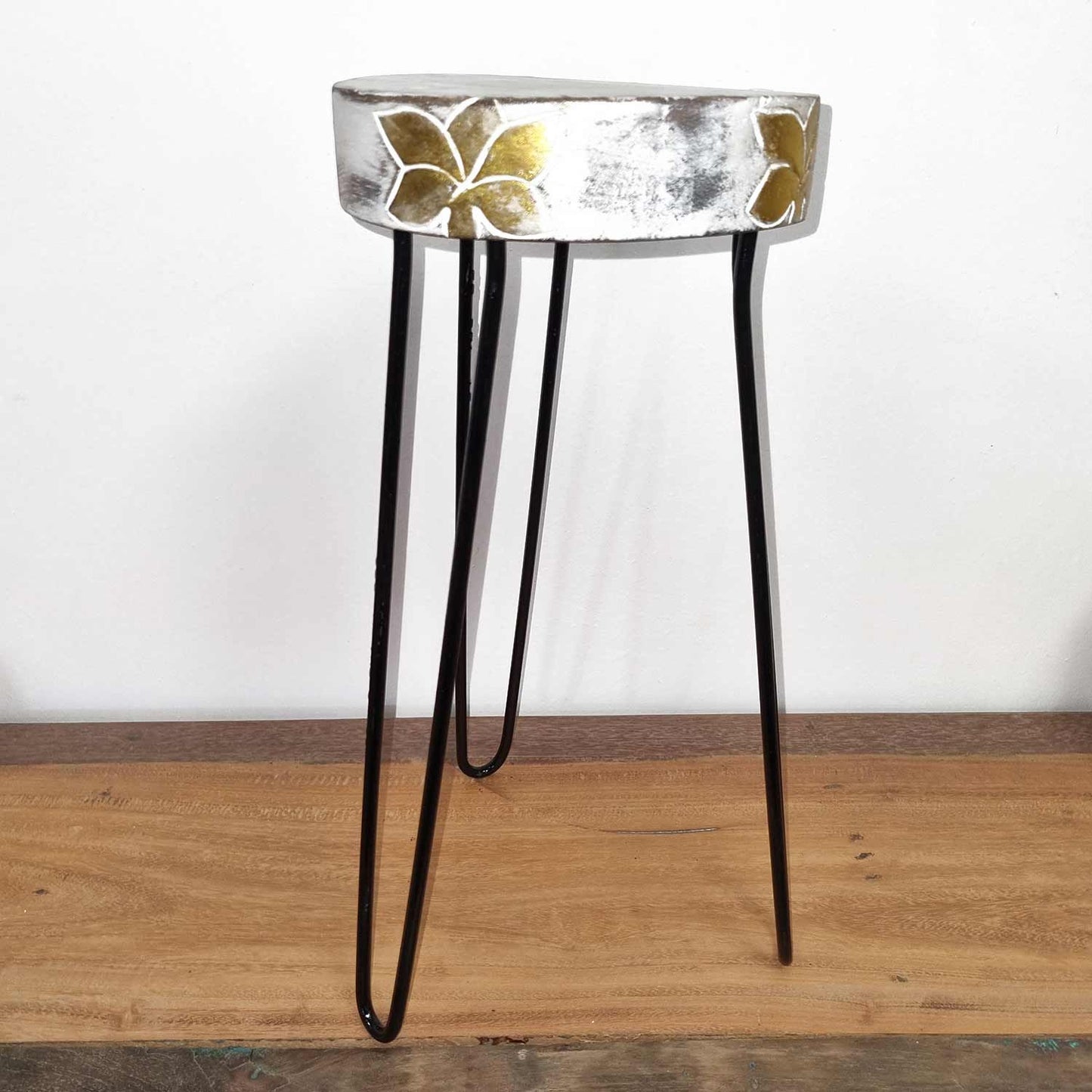 Albasia Wood Plant Stand - Whitewash - Luna Panther