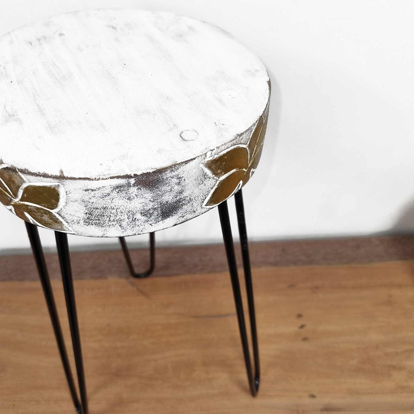 Albasia Wood Plant Stand - Whitewash - Luna Panther