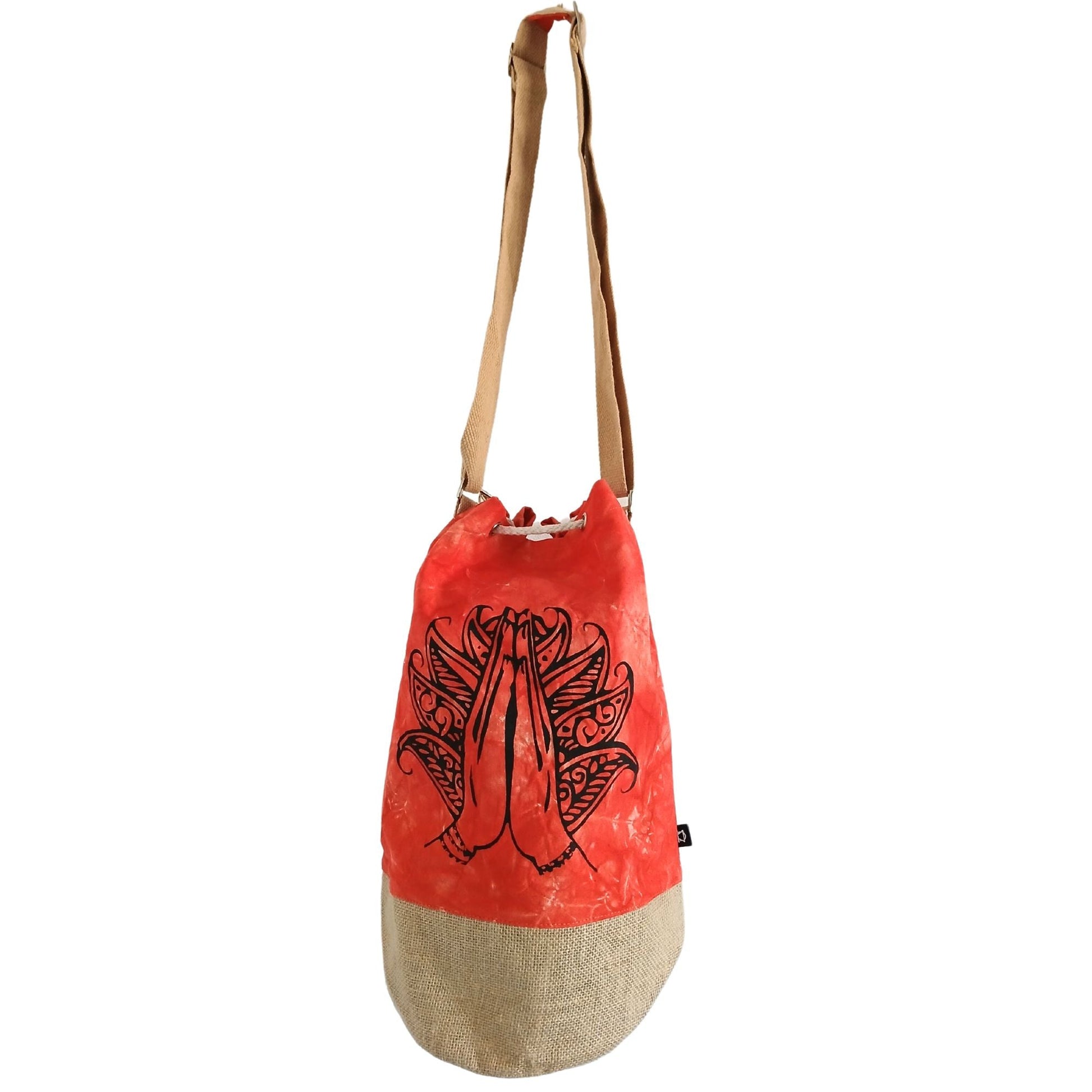 All Natural Backpack - Orange Stonewash - Namaste Hand - Luna Panther
