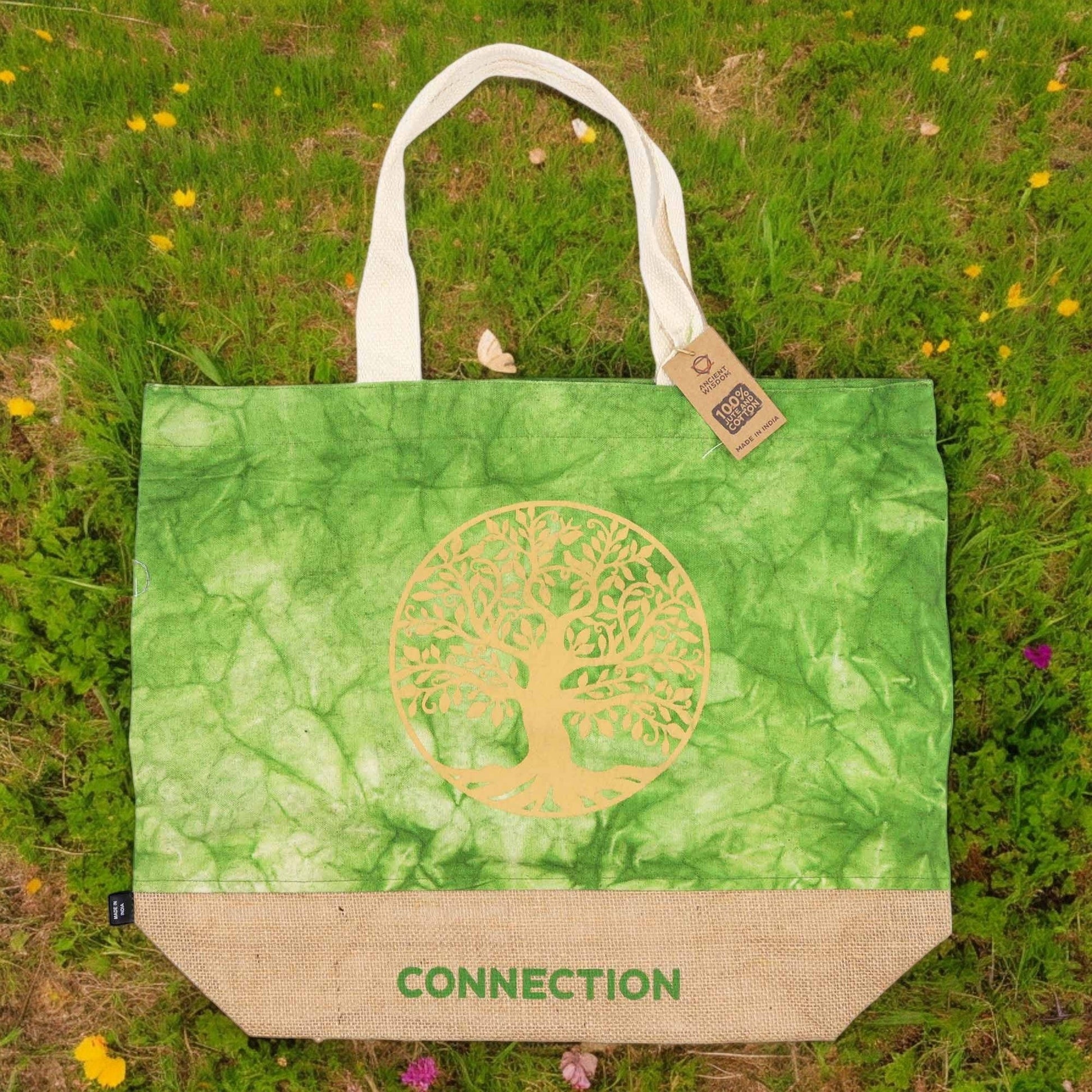 All Natural Bag - Green Stonewash - Tree of Life - Connection - Luna Panther