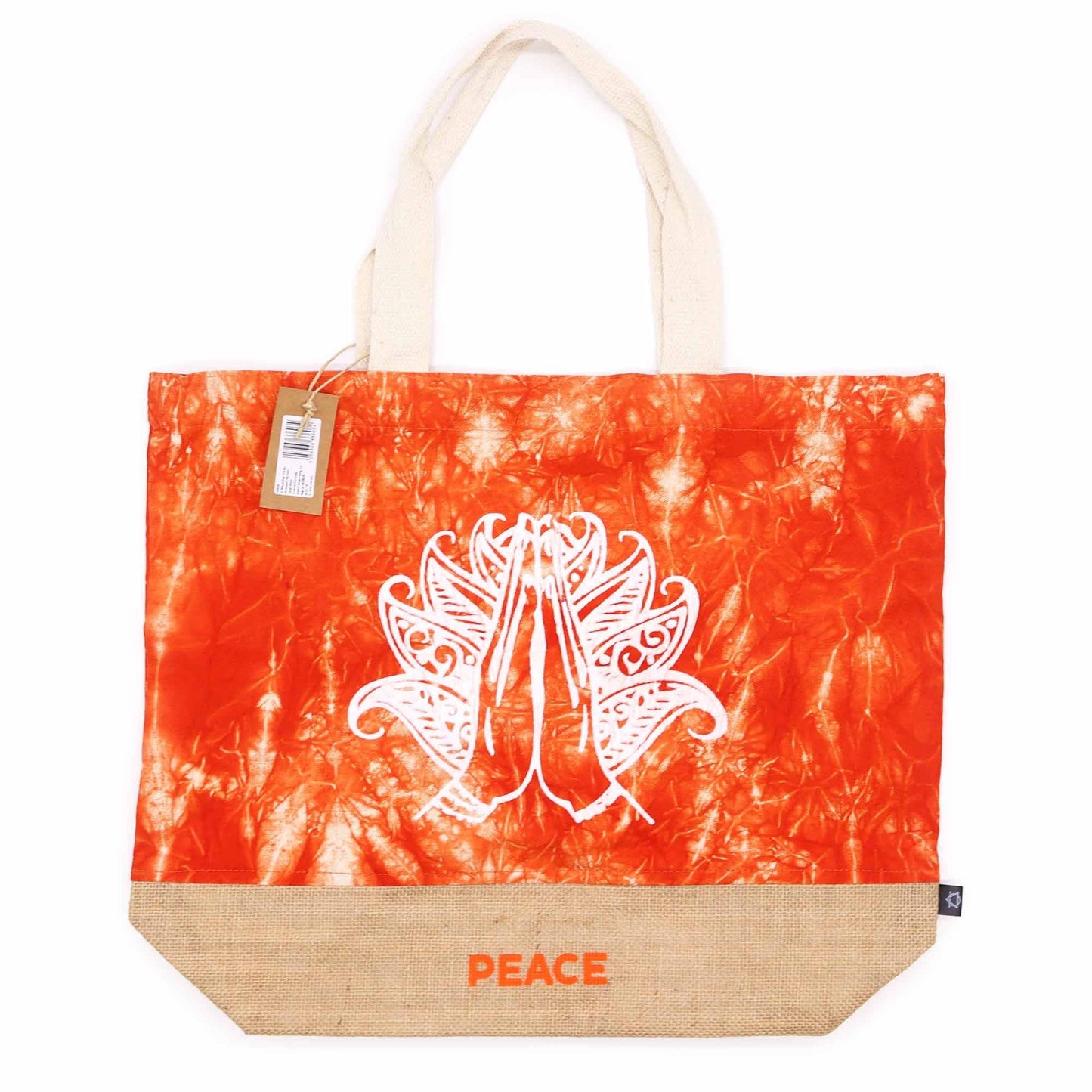 Polished All Natural Bag - Orange Stonewash - Namaste Hand - Peace featuring natural patterning and unique variations - Luna Panther