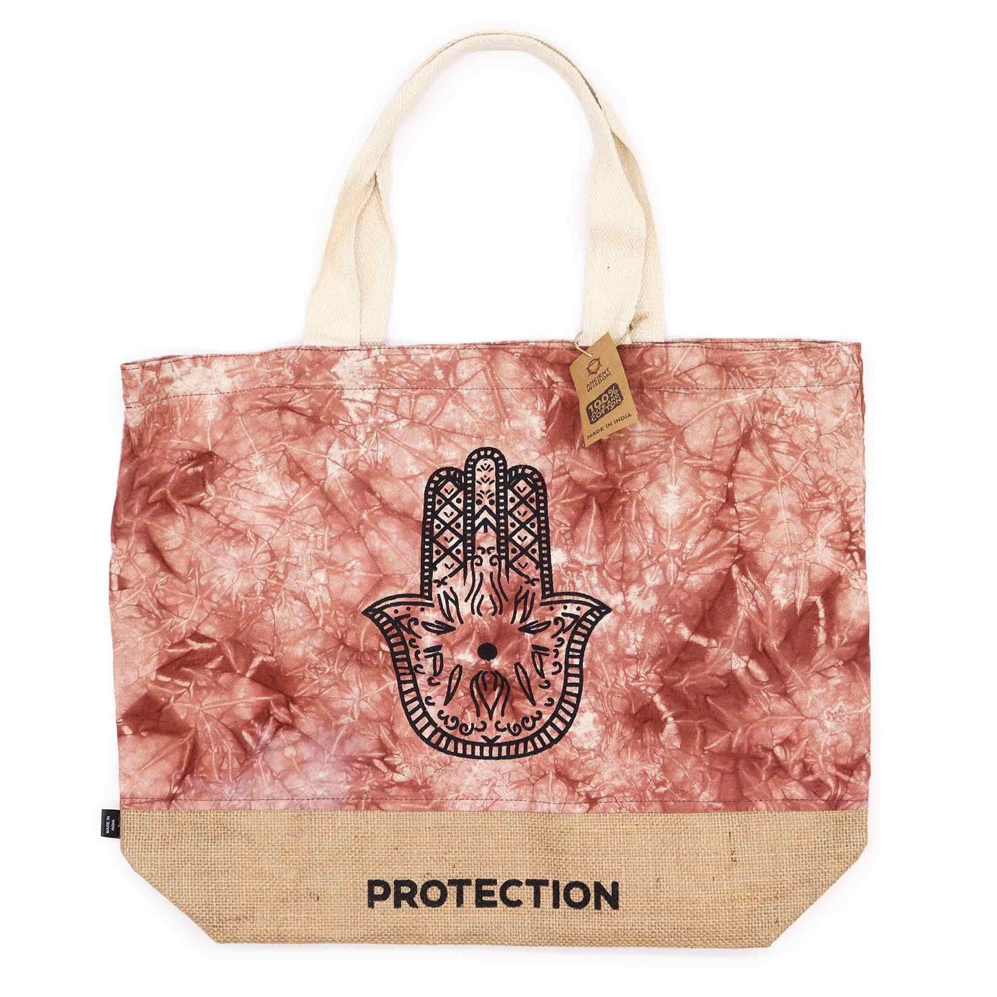 Polished All Natural Bag - Terracotta Stonewash - Hamsa - Protection featuring natural patterning and unique variations - Luna Panther