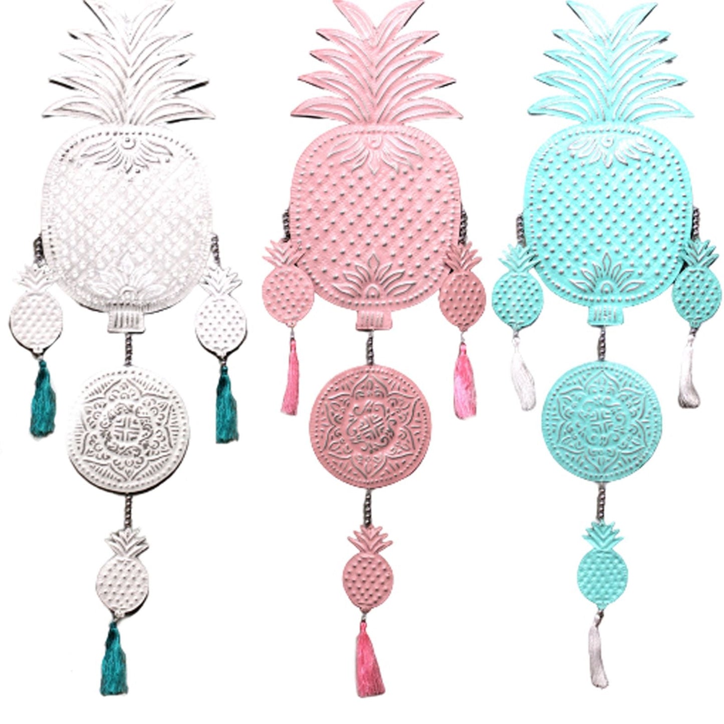 Polished Aluminium Mobile - Pineapples (assorted colors) featuring natural patterning and unique variations - Luna Panther