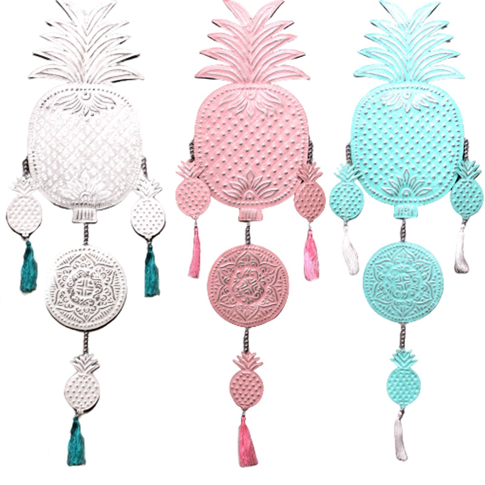Polished Aluminium Mobile - Pineapples (assorted colors) featuring natural patterning and unique variations - Luna Panther