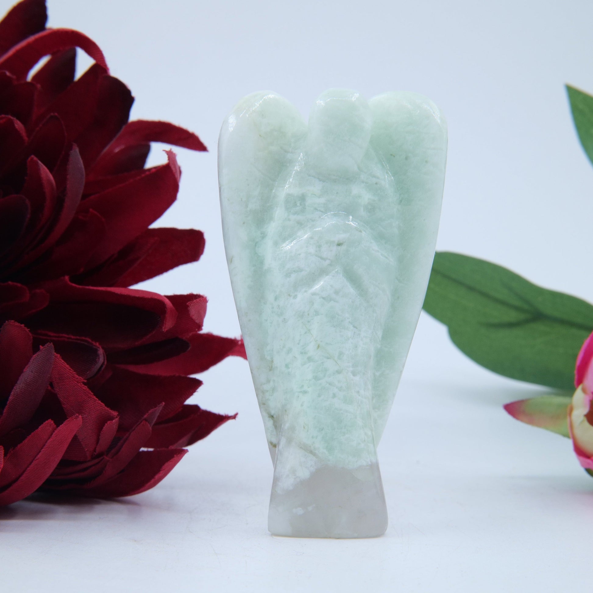Polished Amazonite Angel 80Mm featuring aqua-green tone with silky sheen - Luna Panther