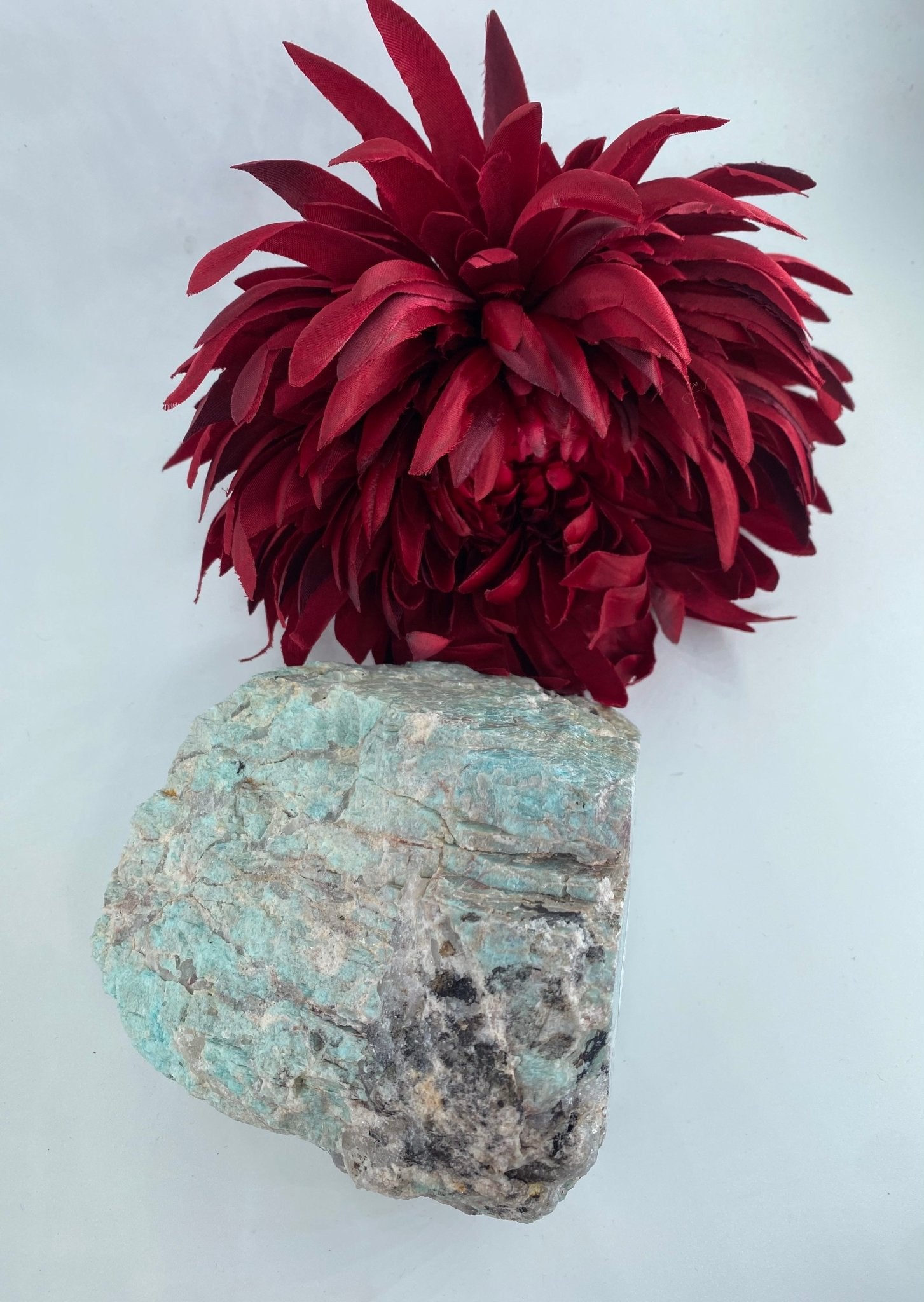 Polished Amazonite Cut Base 1086g featuring aqua-green tone with silky sheen - Luna Panther