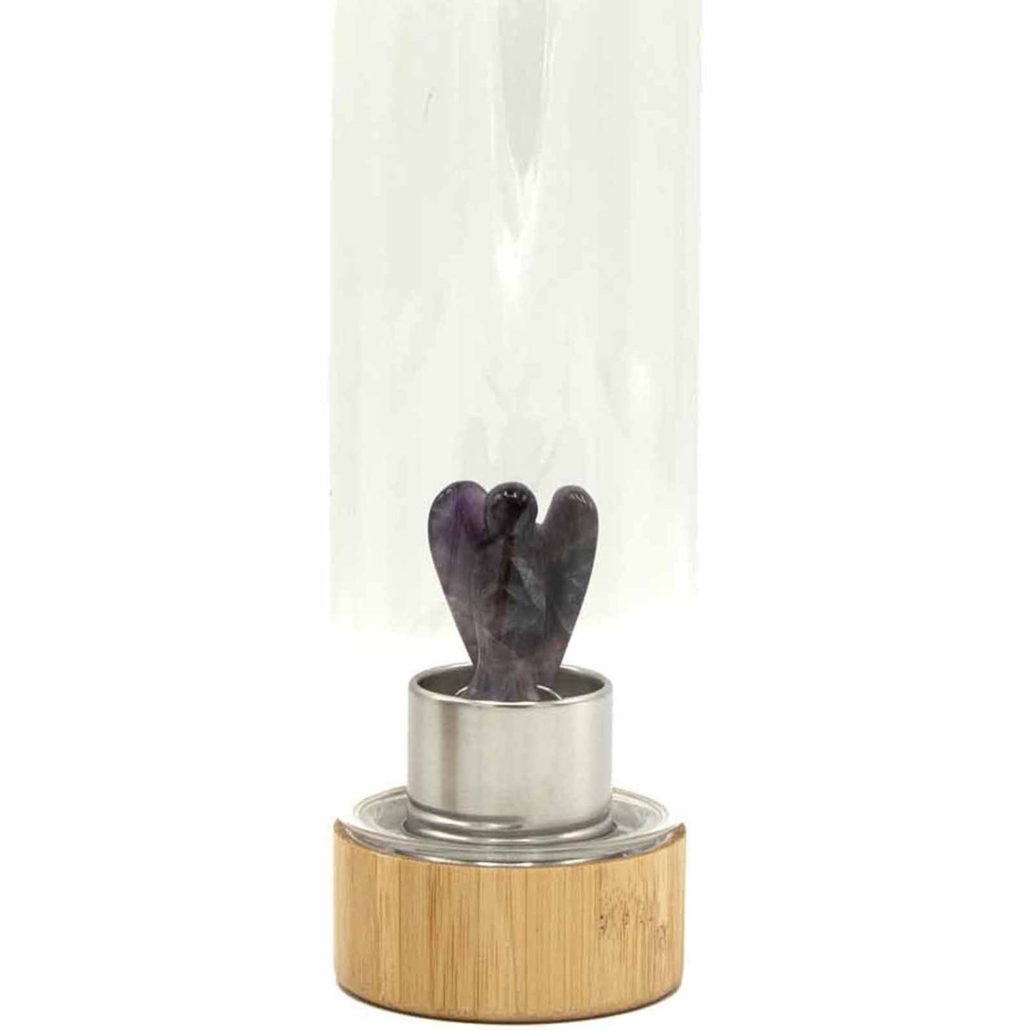 Amethyst Angel Crystal Infused Glass Water Bottle 500ml - Luna Panther
