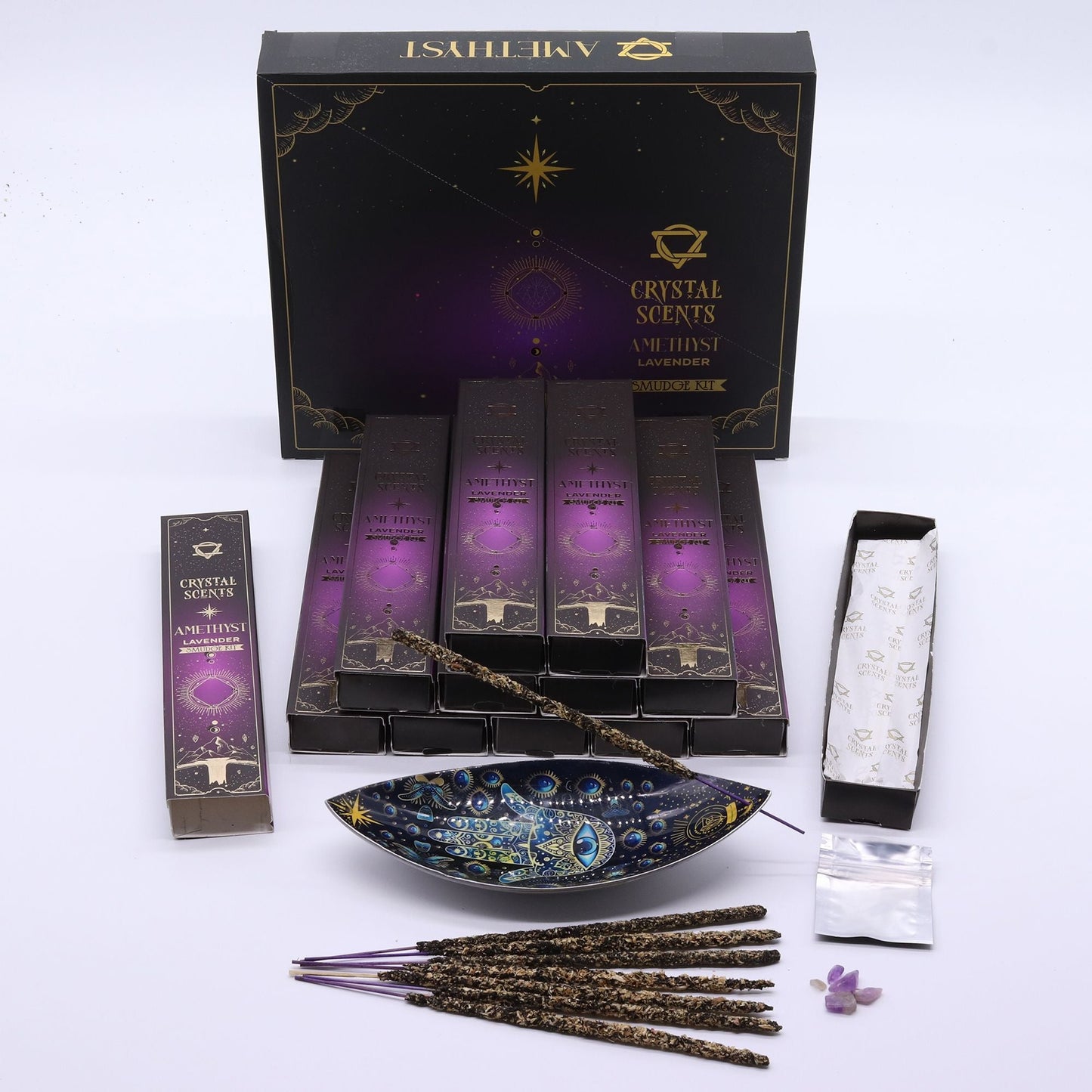 Amethyst Crystal Scents Smudge Incense - Lavender - Luna Panther