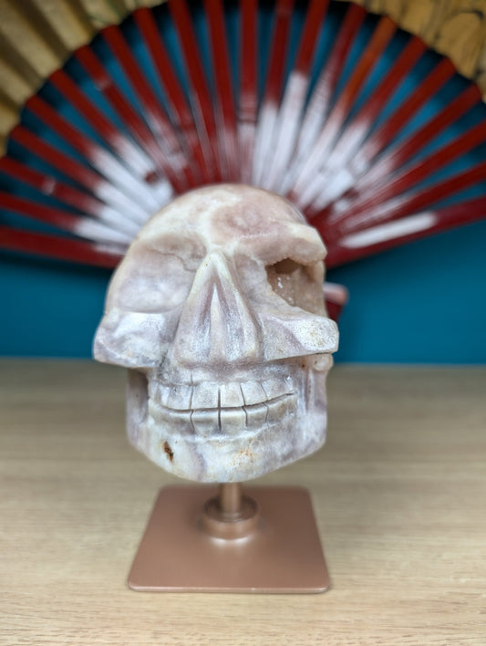 Natural Amethyst Druzy Skull on Rotating Stand 1150g featuring rich purple colour and natural clarity - Luna Panther