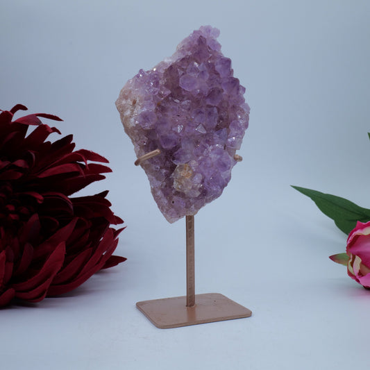 Natural Amethyst Spirit Druzy Cluster on Stand 238g featuring rich purple colour and natural clarity - Luna Panther
